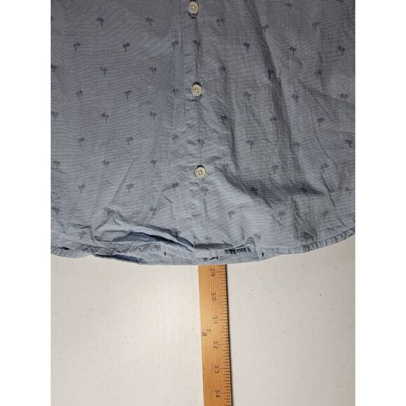 Armani Exchange Fitted Palm Trees Blue Button Shirt - Medium - Picture 3 of 7